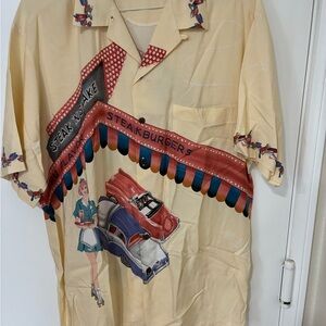 Tori Richard Cream and Red Retro Car Camp Shirt